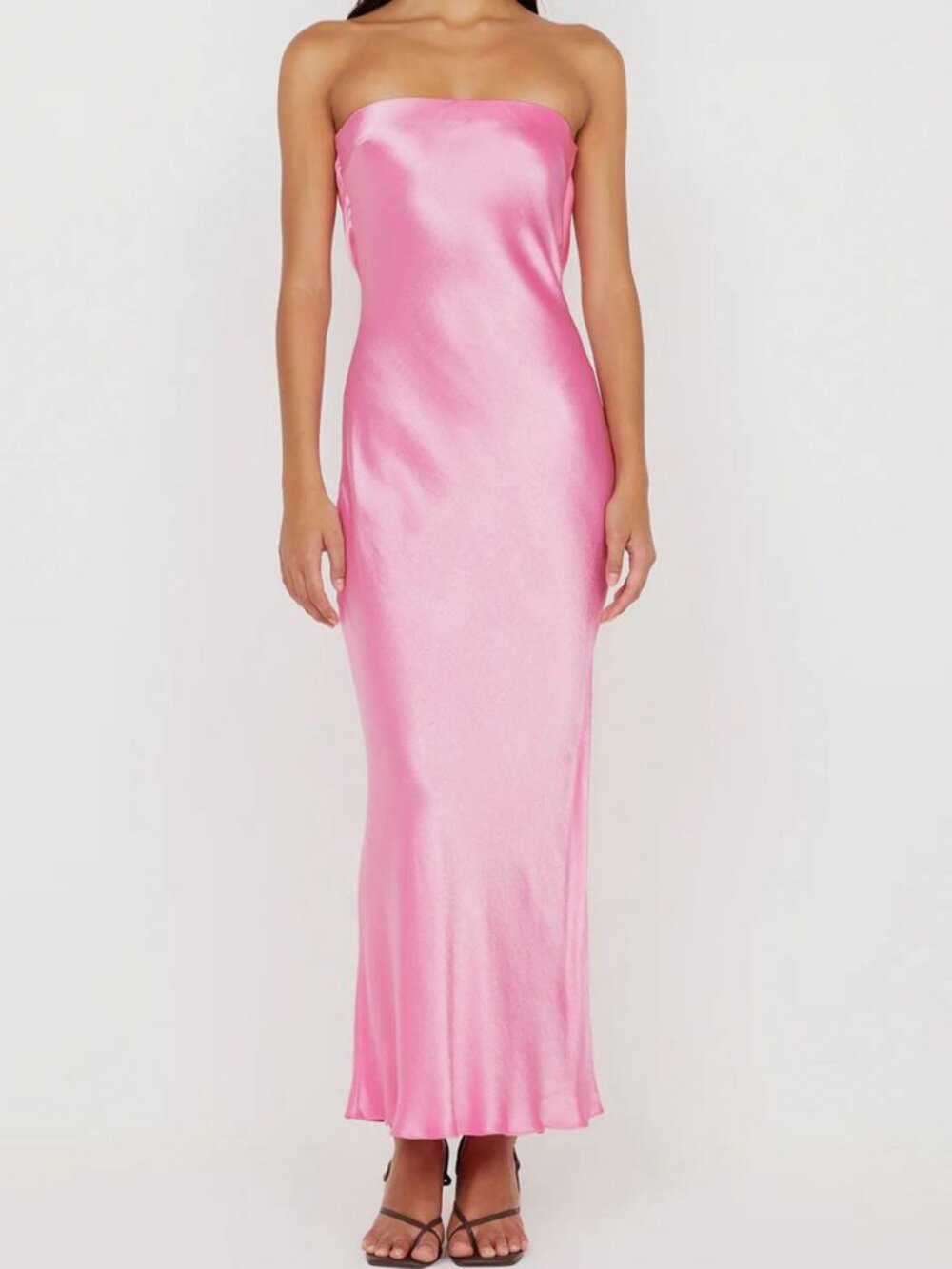 Bec & Bridge Womens' Pink Moondance Satin Strapless Dress Size 8